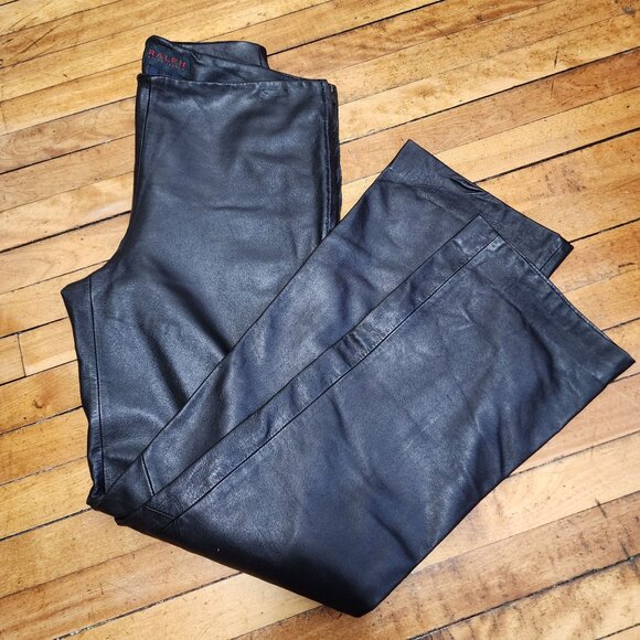 Ralph Lauren Genuine Leather Boot Cut Pants Vtg 90s Y2K RRL Fall Fashion Moto - Picture 5 of 16